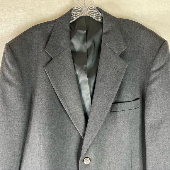 Stafford Blazer Men’s 44R Gray Wool Blend Sport Coat Suit Jacket Metal 2 Button - Picture 3 of 15